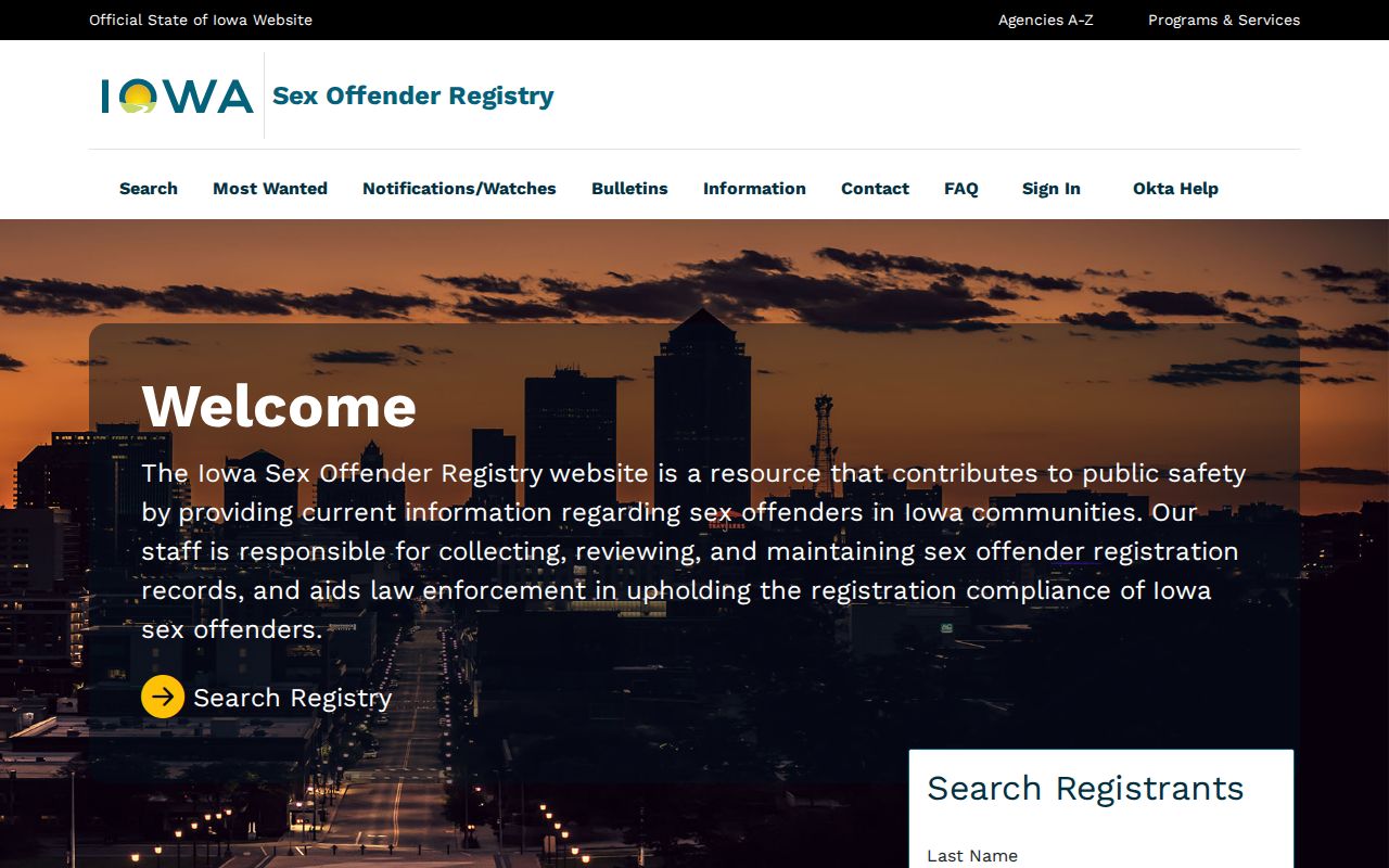 Iowa registry for a Black Hawk County sex offender check